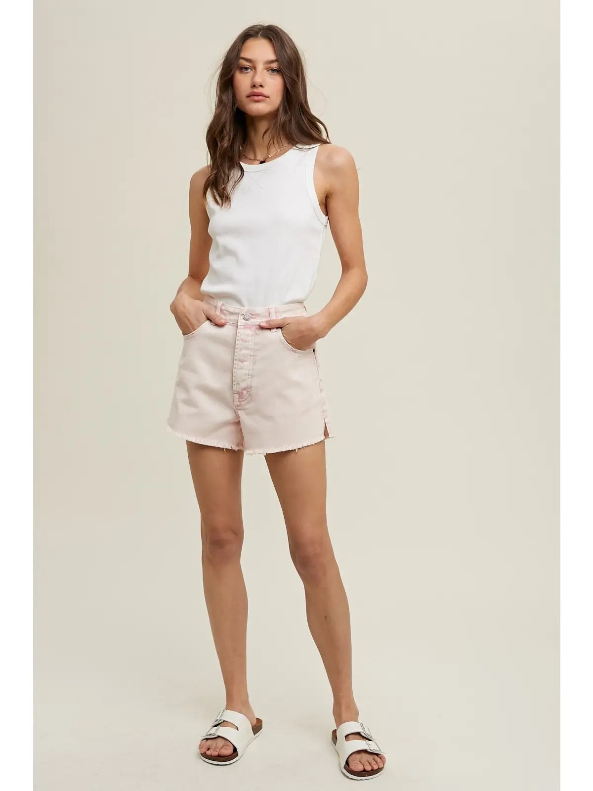 Eden High Rise Frayed Hem Denim Shorts