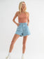 Eden High Rise Frayed Hem Denim Shorts