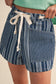 Mindy Mixed Stripes Denim Shorts