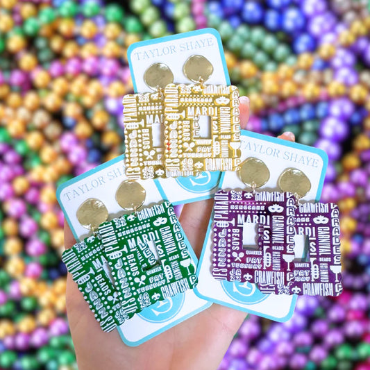 Mardi Gras Mini Naomi Earrings