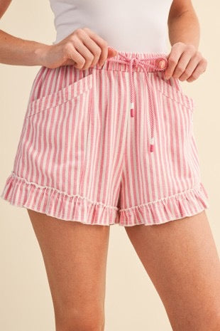 Sammy Striped Ruffle Hem Shorts