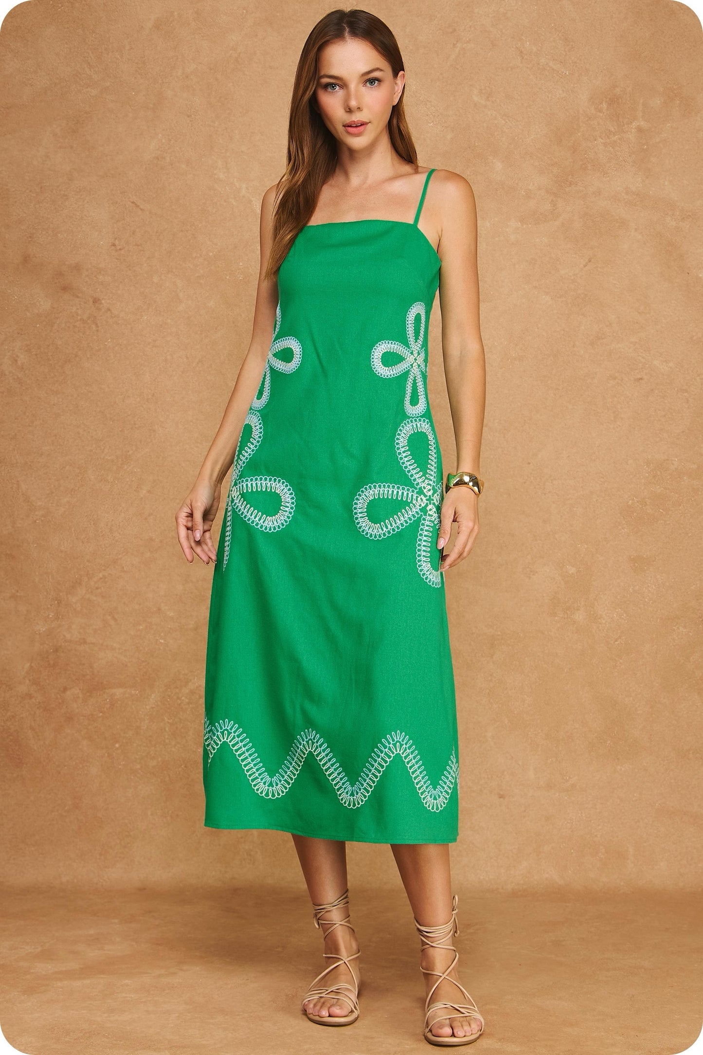 Arabella Embroidered Midi Dress