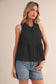 Lennon Collared Mixed Media Sleeveless Top