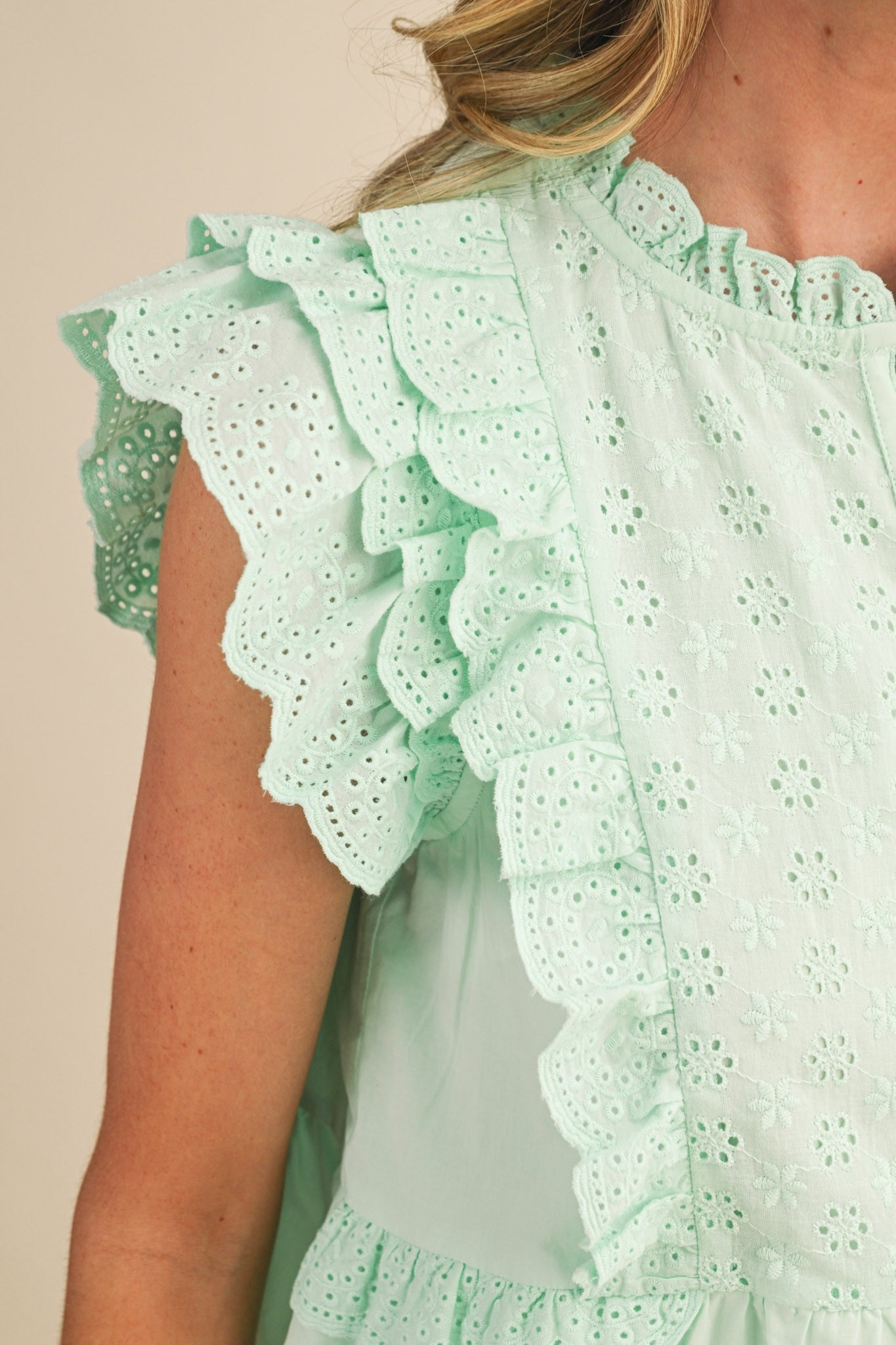 Eliza Eyelet Button Down Top