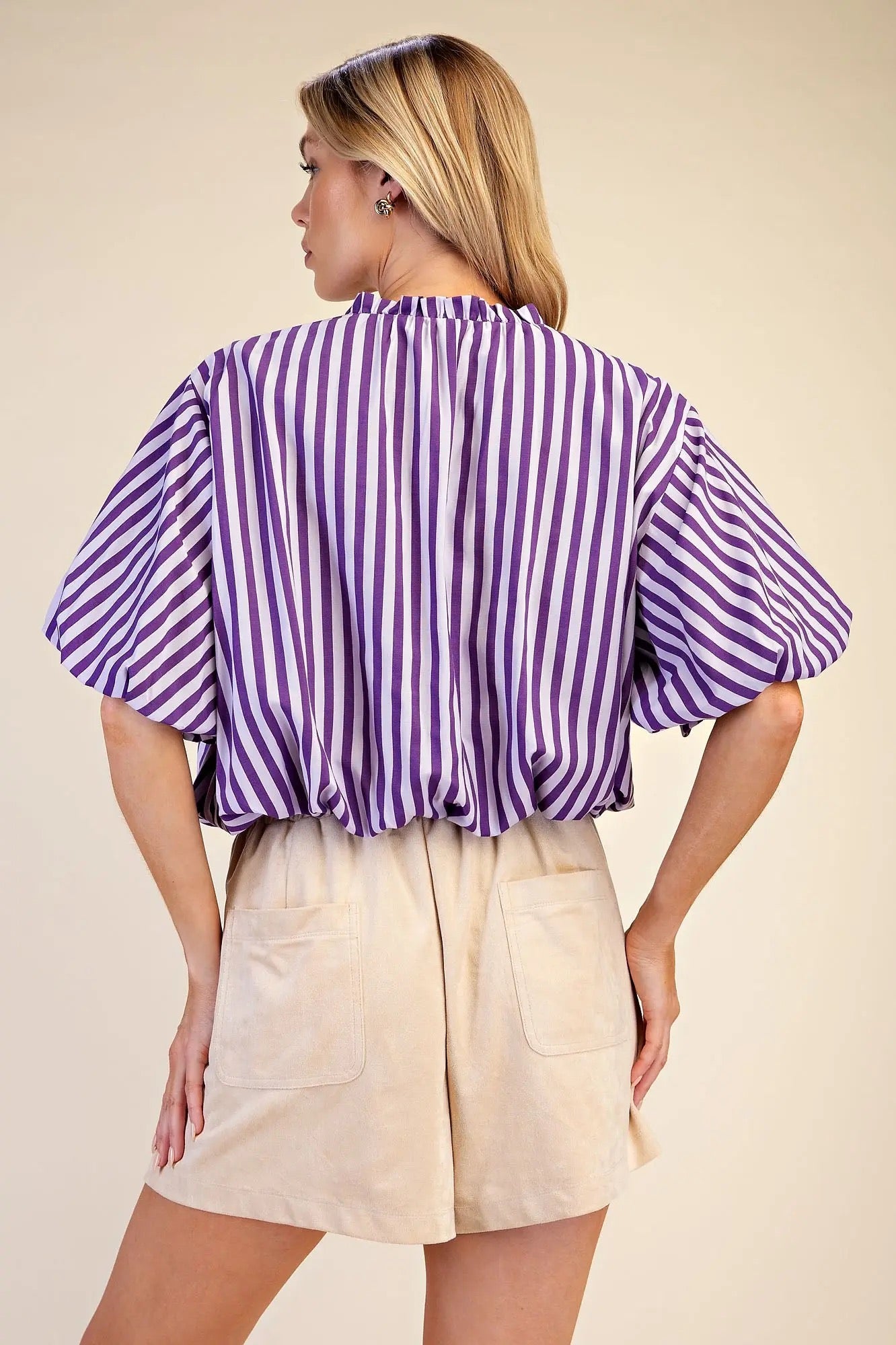 Laurie Bubble Hem Striped Top