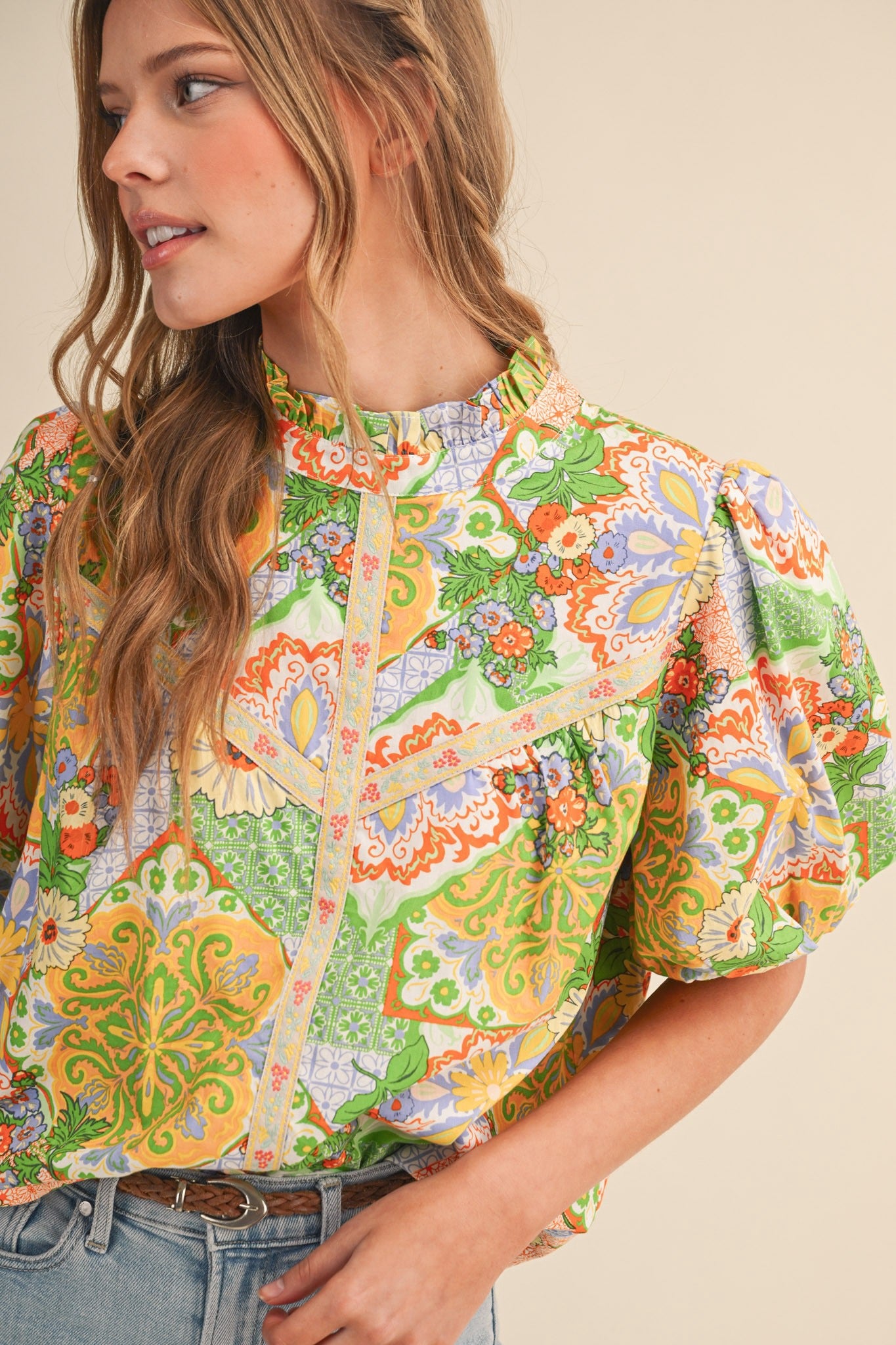 Rowan Floral Embroidered Trim Blouse