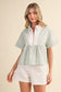 Juliet Striped Half Zip Babydoll Top