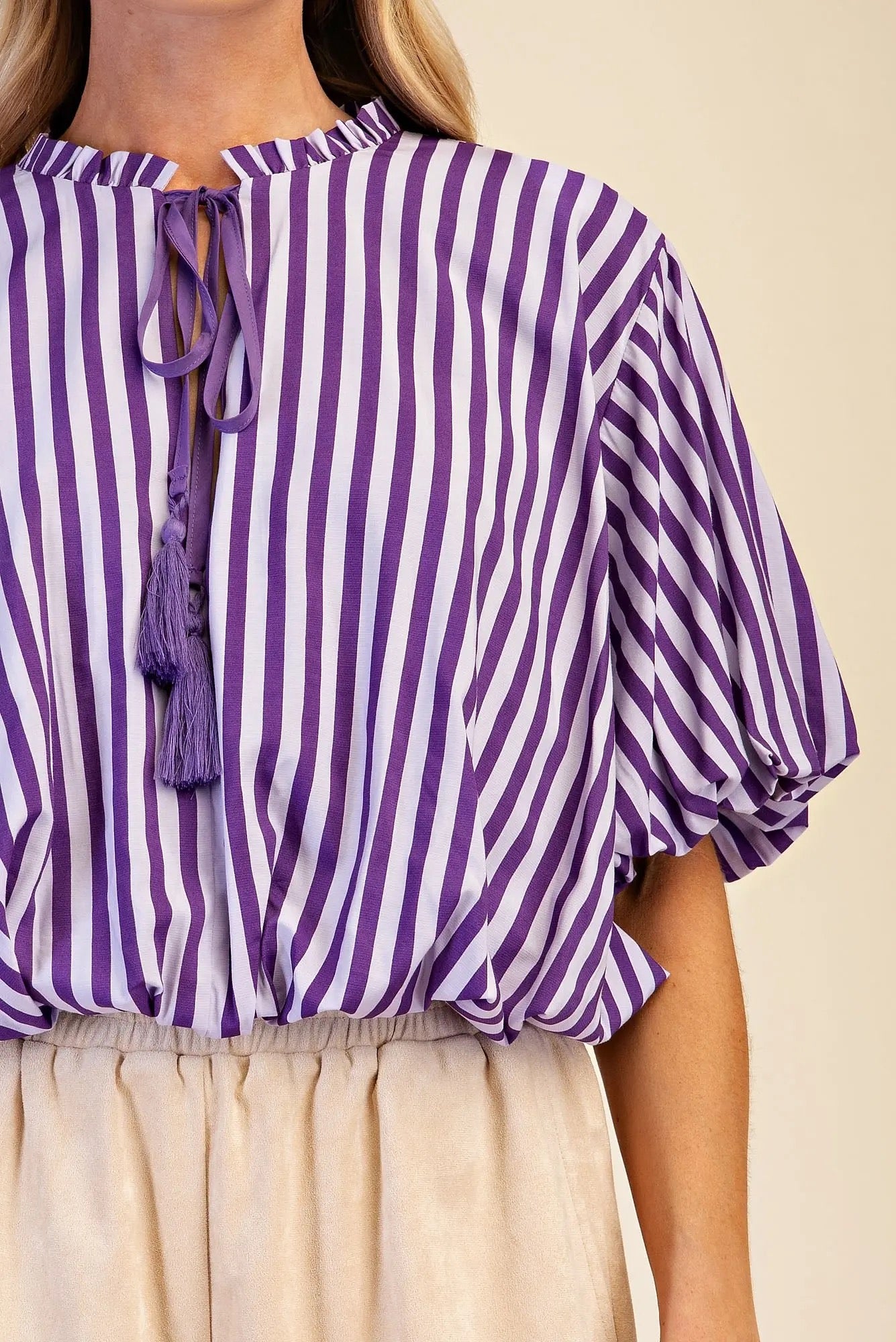 Laurie Bubble Hem Striped Top