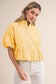 Lola Pleated Puff Sleeve Bubble Hem Top