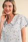 Hayden Embroidered Floral Bubble Sleeve Blouse