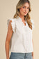 Shiloh Lace Trim Ruffled Button Down Top