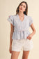 Bianca Embroidered Peplum Top With Contrast Piping