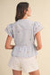 Bianca Embroidered Peplum Top With Contrast Piping