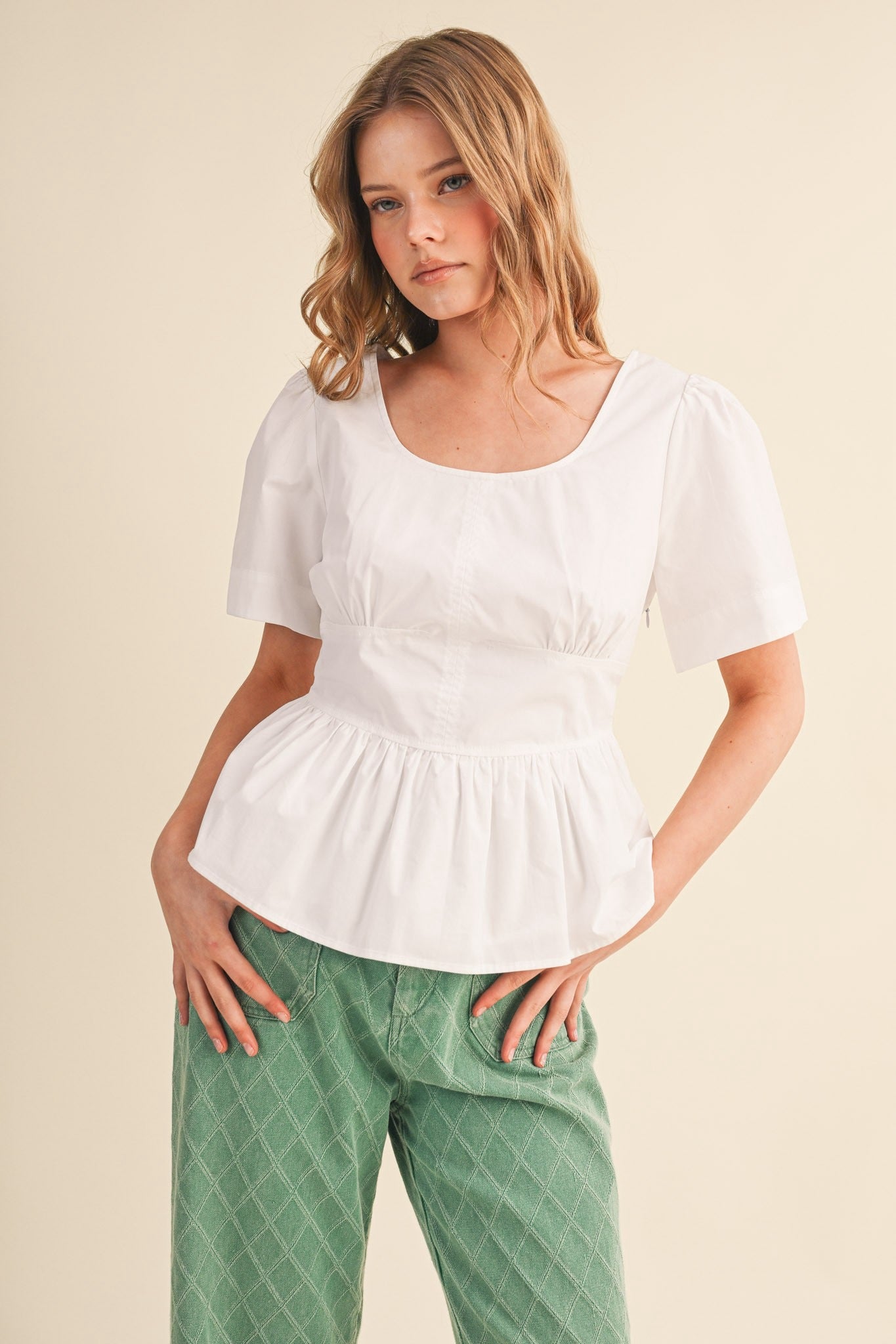 Camryn Banded Waist Peplum Top
