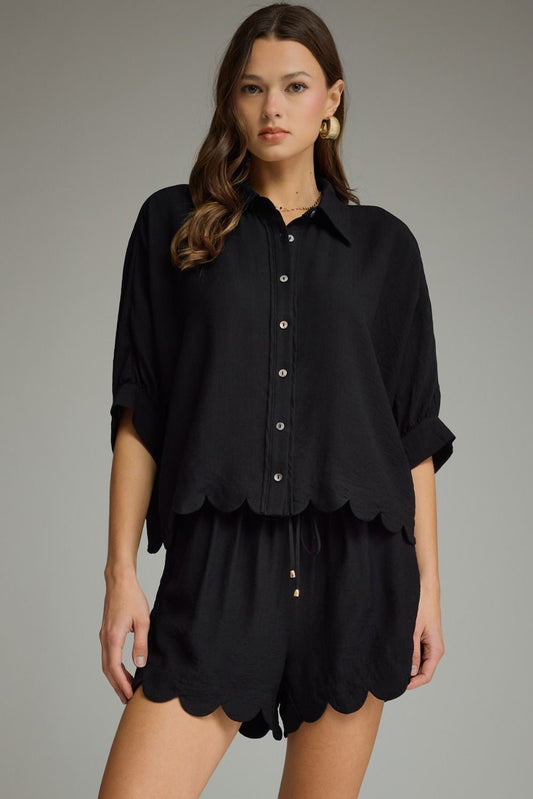 Hattie Half Sleeve Scallop Hem Top