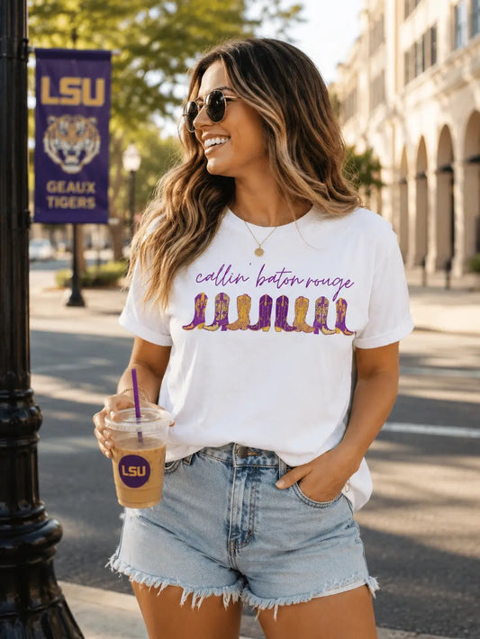 Calling Baton Rouge Boots Tee