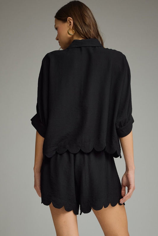 Hattie Half Sleeve Scallop Hem Top