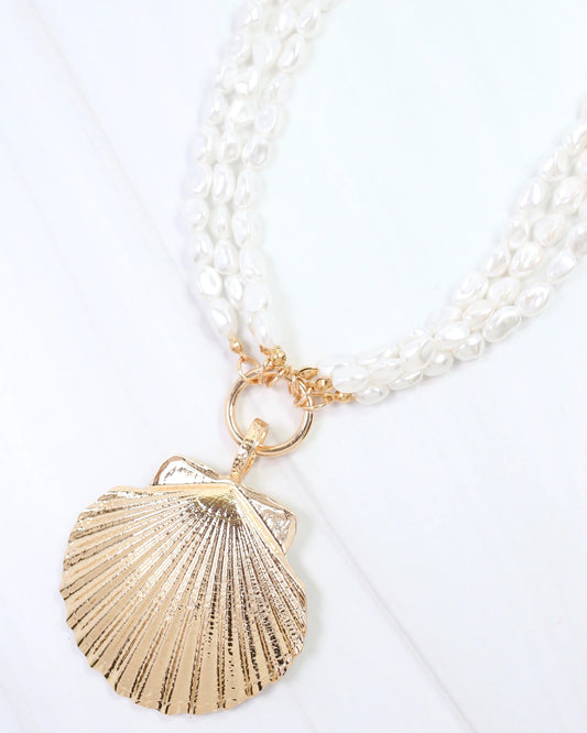 Turks Layered Pearl Shell Necklace