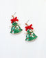 Christmas Tree Earring with Bows & Pearls