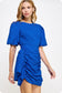 Ruched Short Puff Sleeve Voile Mini Dress