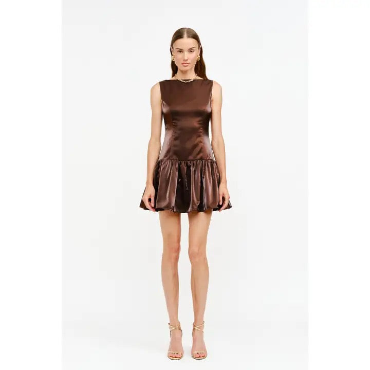 Satin Ruffle Hem Dress