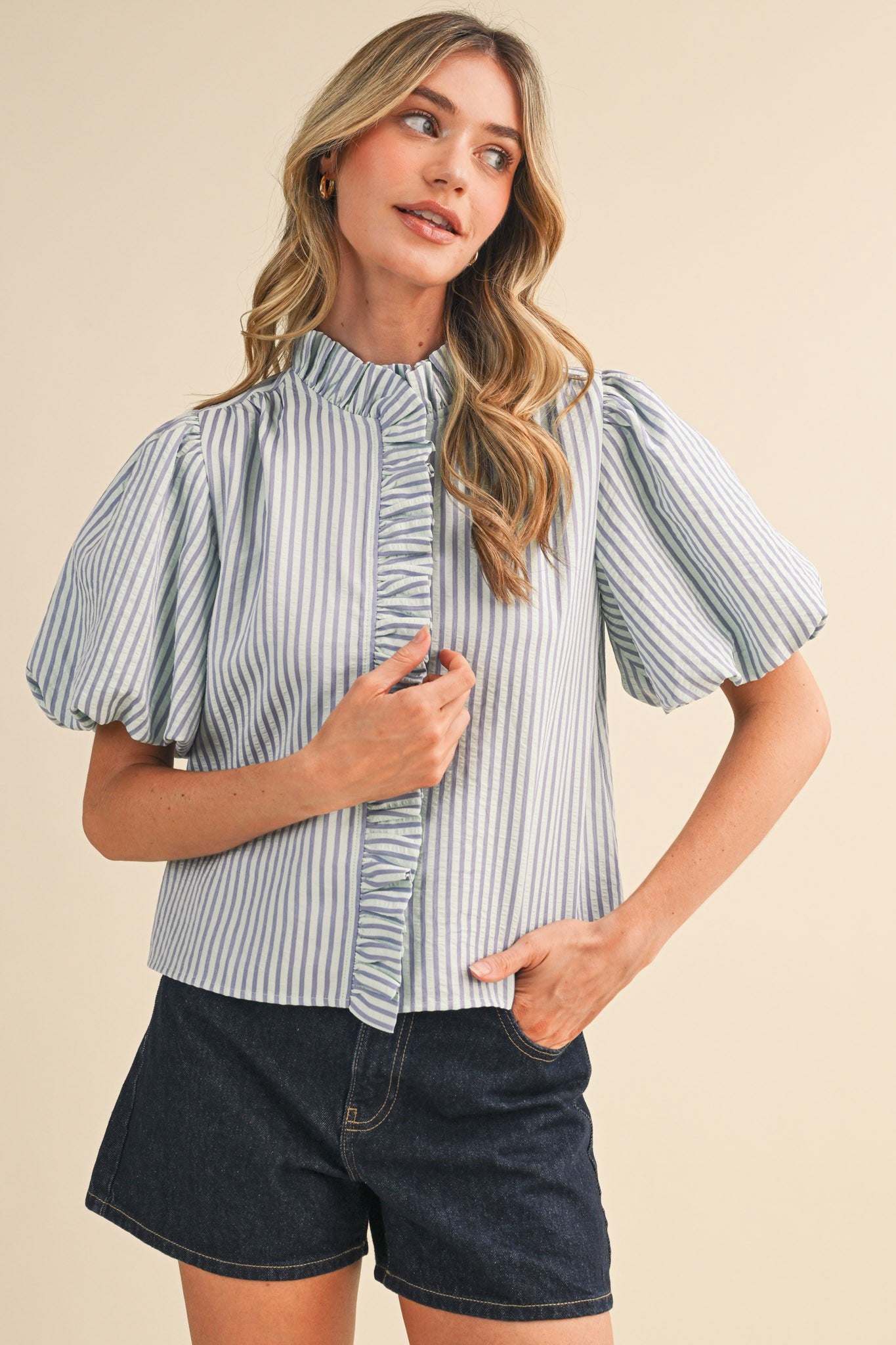 Daphne Striped Ruffle Top