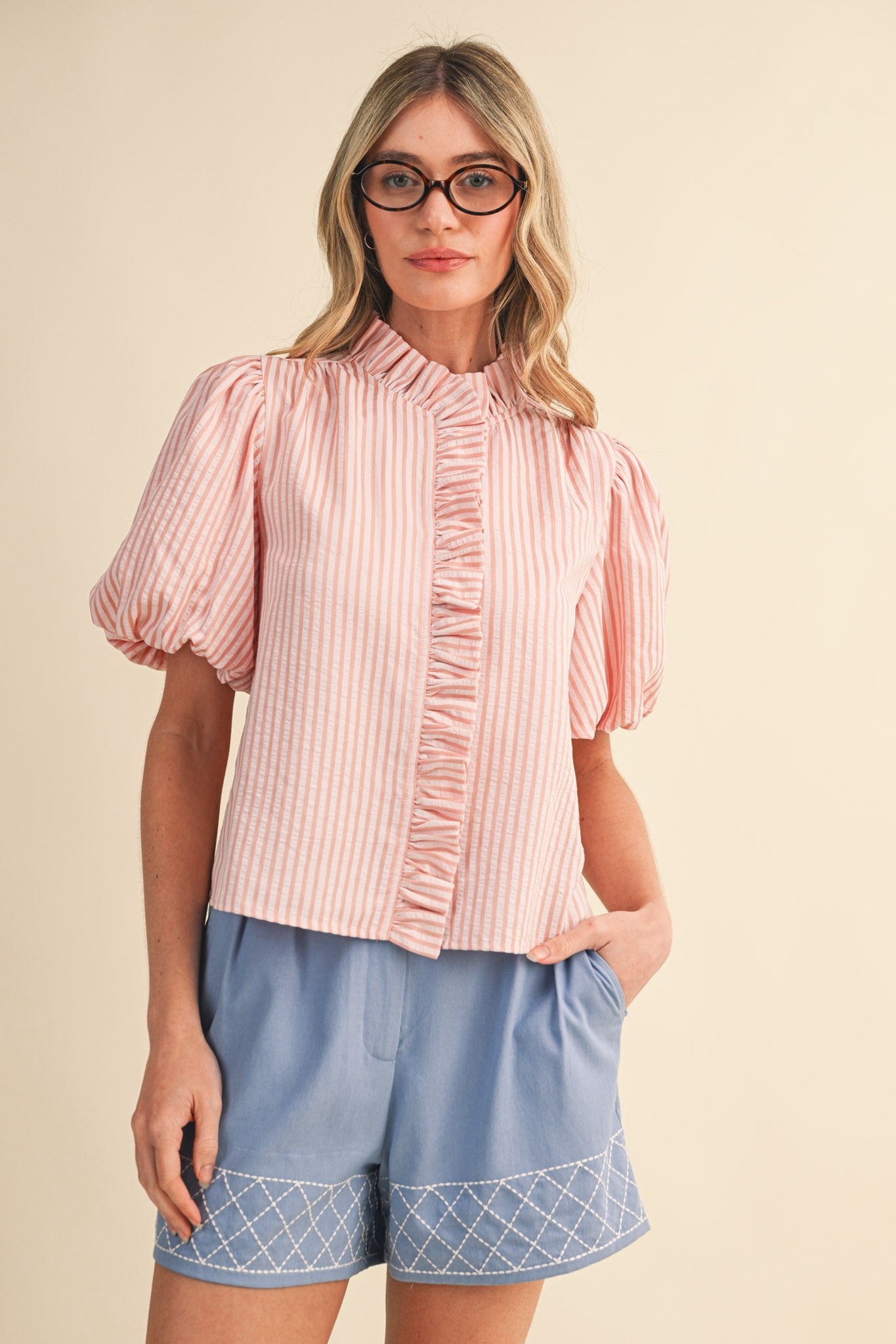 Daphne Striped Ruffle Top