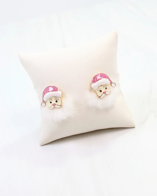 Fuzzy Santa Earrings