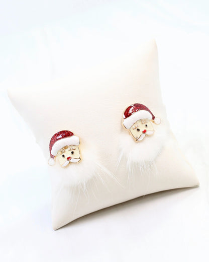 Fuzzy Santa Earrings