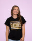 St. Amant Tee, Gameday Tee, Gators Tee, Jeweled Tee, Black game day tee, black and gold tee, bedazzled tee, black top, gonzales, st. amant, fancy gameday tee
