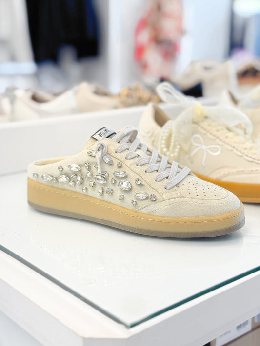 jeweled sneaker, slip on sneaker, jeweled mule sneaker, mi,im