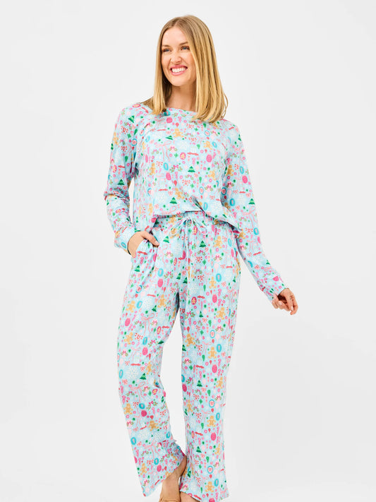 christmas pjs, holiday pjs, festive pajama set, girly pajama set, Christmas girly set