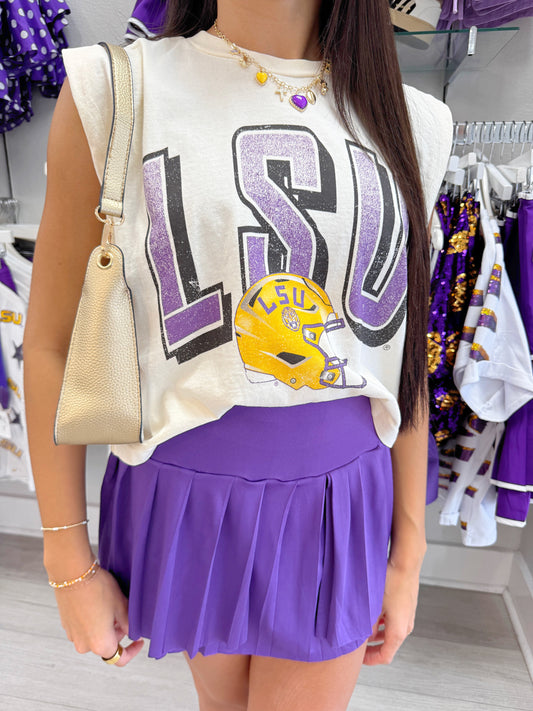 Womans Top, Gameday top, Sleeveless top, girly gameday tops, t-shirt game day top, purple and gold gameday top, comfy top, comfy tank top, comfy lsu top, LSU tank top, LSU gameday top, woman's gameday top, LSU Boutique top
