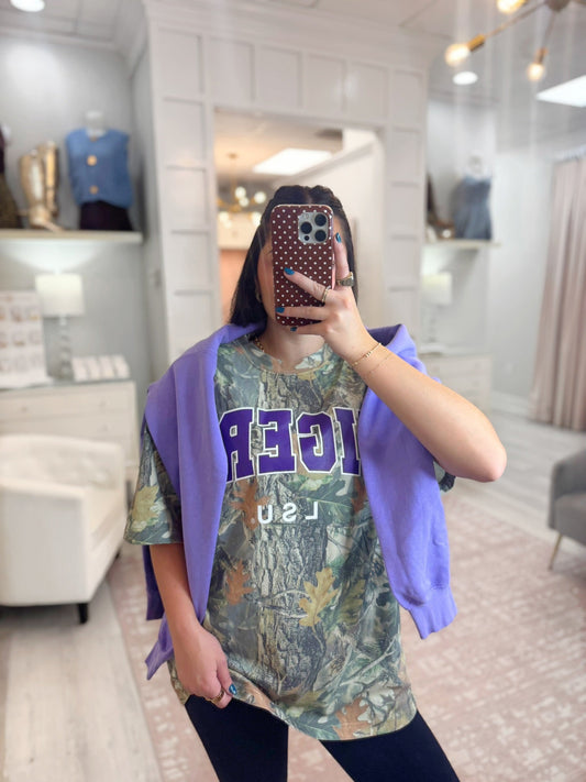 Camo tigers tee, camouflage tigers tee, LSU tigers tee, Game day camoflauge tigers tee, tailgating graphic tee, game day tailgating tee, Tigers Tee, Comfy LSU tee