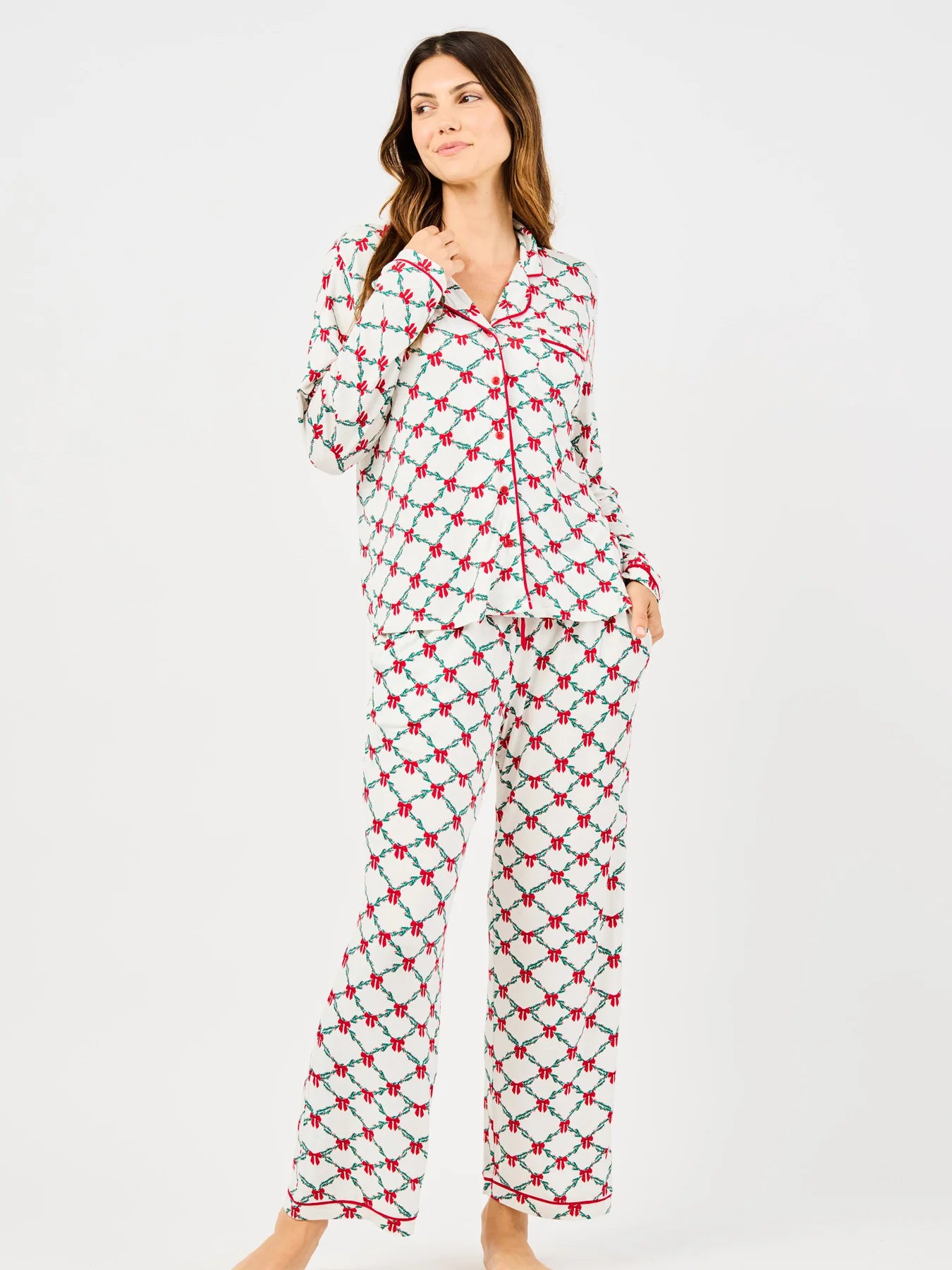 christmas pajamas, holiday pajamas, long sleeve pajama set, trendy christmas pajamas