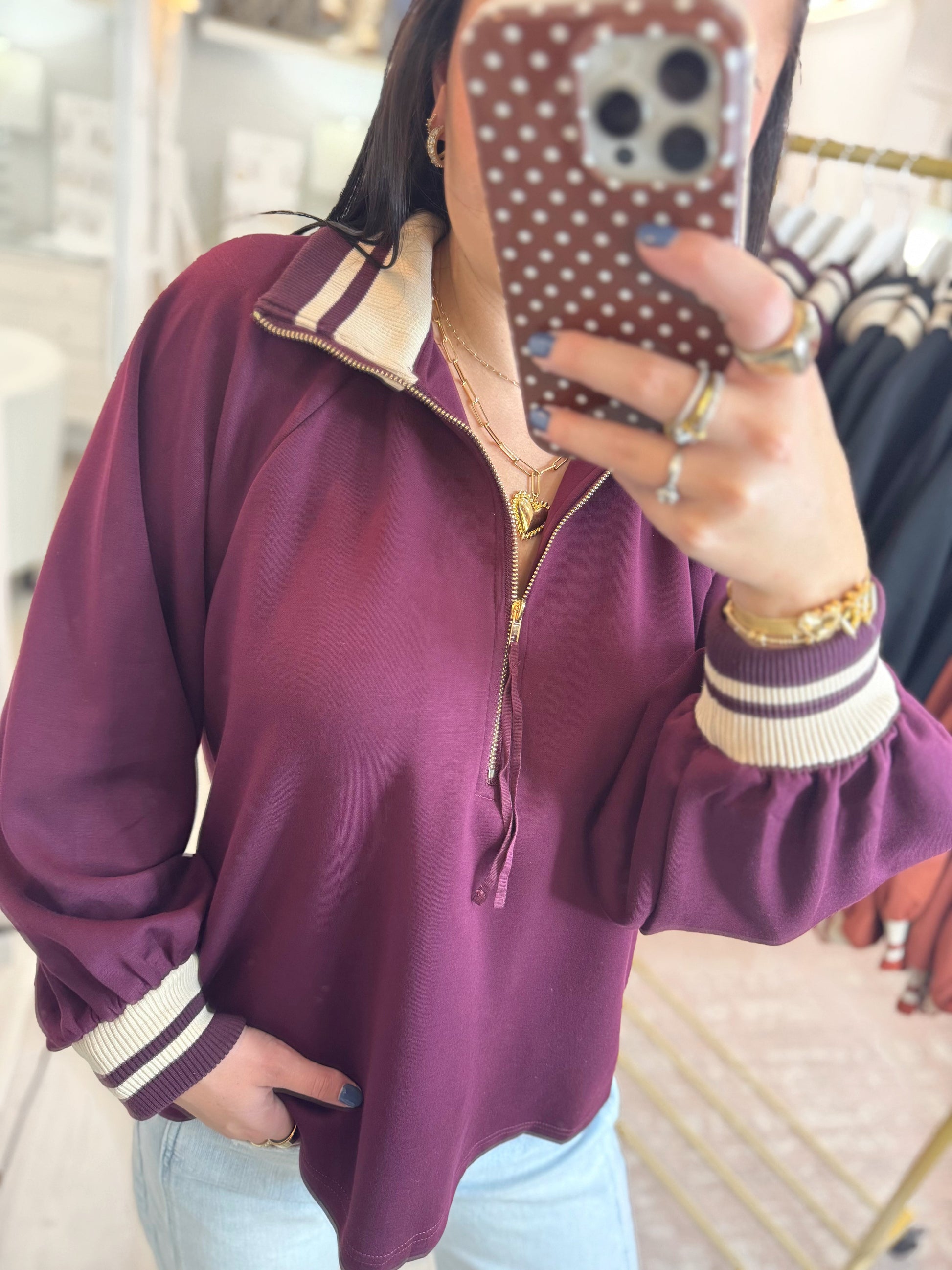 ong sleeve pullover, half zip pullover, knit long sleeve, half zip long sleeve, comfy top, long sleeve comfy top, ENTRO top, ENTRO long sleeve