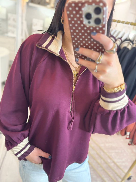 ong sleeve pullover, half zip pullover, knit long sleeve, half zip long sleeve, comfy top, long sleeve comfy top, ENTRO top, ENTRO long sleeve