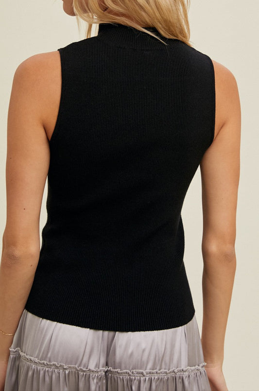 layering piece, mock neck top, ribbed top, sleeveless tops, mock neck sleeveless tops