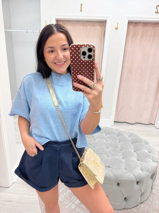 mock neck, sweater, short sleeve sweater, fall tops, sweater