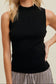 layering piece, mock neck top, ribbed top, sleeveless tops, mock neck sleeveless tops