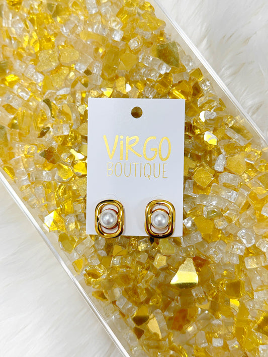 pearl and gold stud, pearl stud, dressy stud, fancy stud, simple stud