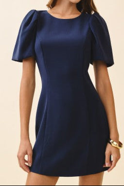 Puff Sleeve Round Neck Dress