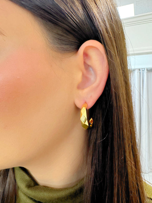 Gold earrings, textured earrings, basic gold hoops, gold textured earrings