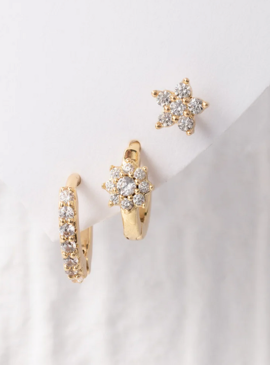 Gold earrings, gold earring set, rhinestone earring set, womens earring set, birthday gift earrings, gold earring girly set