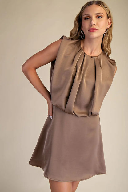 boutique dress, wedding guest dress, mocha dress, mini dress, cocktail dress