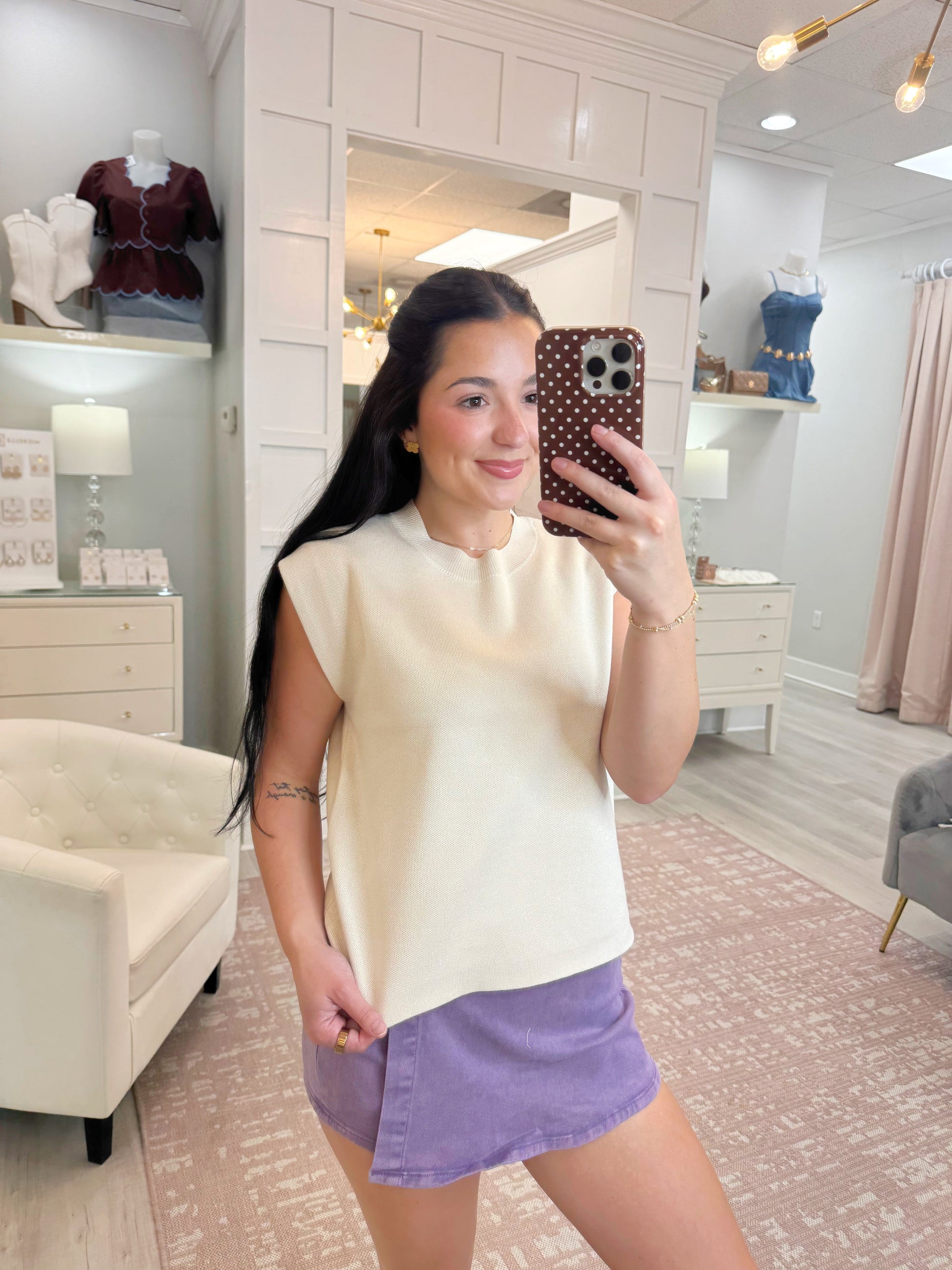 sleeveless sweater, top, sweater top, sleeveless top, soft sweater