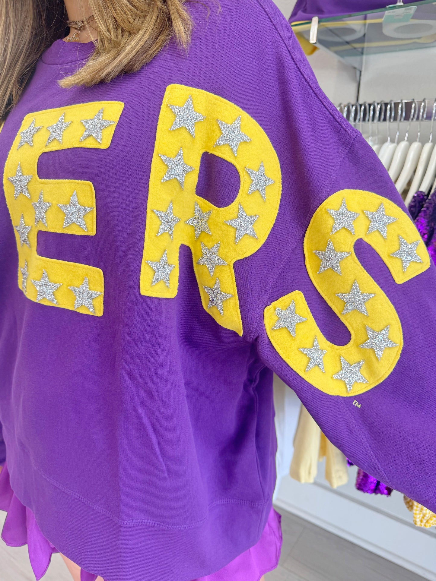 tigers sweatshirt, gameday sweatshirt, lsu sweatshirt, bold tigers sweatshirt, purple sweatshirt, purple tigers sweatshirt, comfy tigers pullover