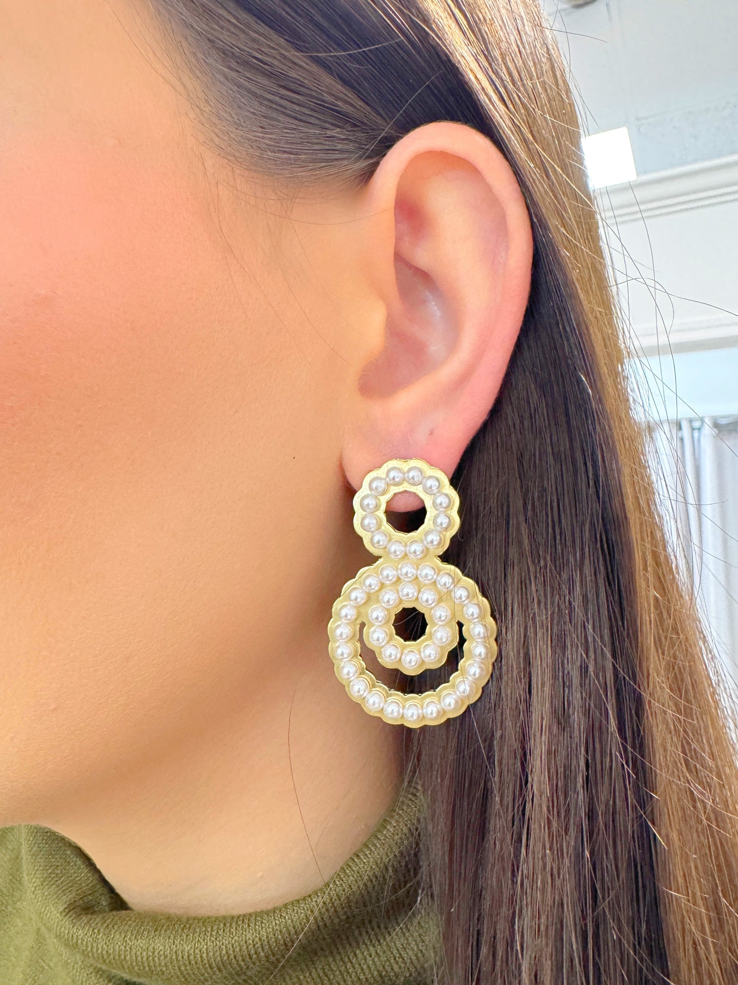 Gold earrings, pearl earrings, gold fancy earrings, danty earrings