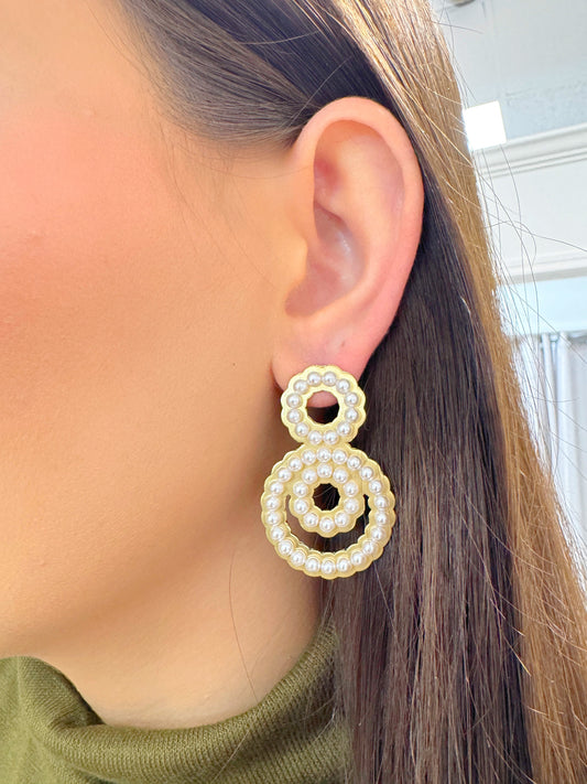 Gold earrings, pearl earrings, gold fancy earrings, danty earrings