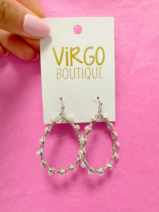 Teardrop earring, pearl earring, silver earring